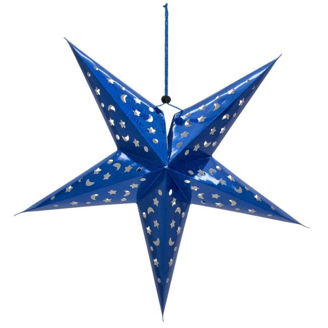 Papirstjerne til ophæng - Blå - 50cm