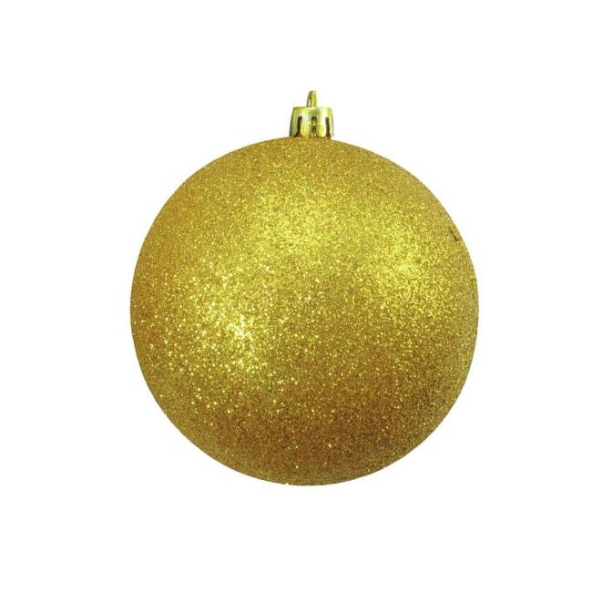 Julekugle - Guld - Glitter - 10cm - 4 stk