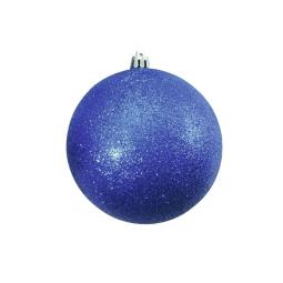 Julekugle - Blå - Glitter - 10cm - 4 stk