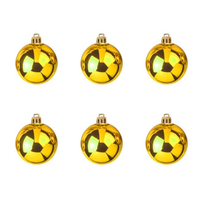 Julekugle - Guld - Højglans - 7cm - 6 stk