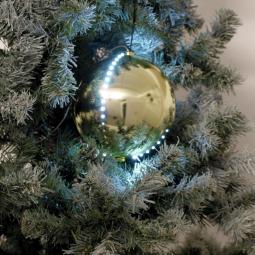 Julekugle med LED Lys - Guld - Ø15cm - Snebold