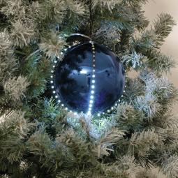 Julekugle med LED Lys - Mørkeblå - Ø15cm - Snebold