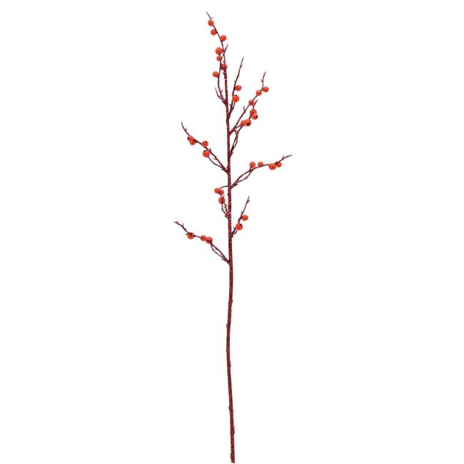 Gren Med Bær. Glitter Rød. 85 Cm. 3 Stk.