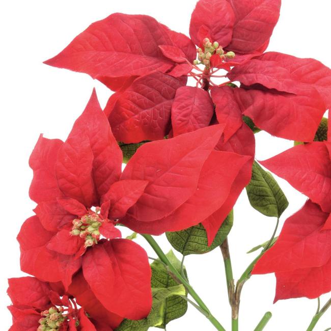 Julestjerne - Poinsettia Plante - Rød - H60cm - Kunstig Plante