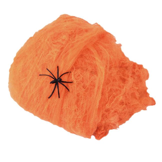 Halloween Edderkoppespind. Orange. 100 G. UV Aktiv