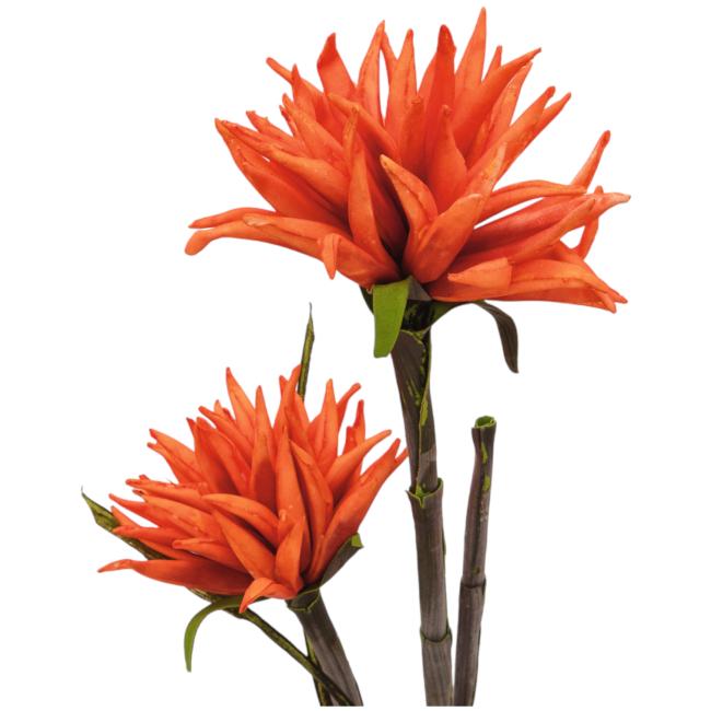 Kunstig Dahlia Stikling. Orange. 100 Cm.