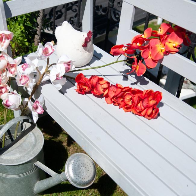 Kunstig Cymbidium Stikling. Rød. 90 Cm.