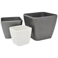 Urtepotte Skjuler. Glasfiber. Luna-33. Rektangulær. Sølv