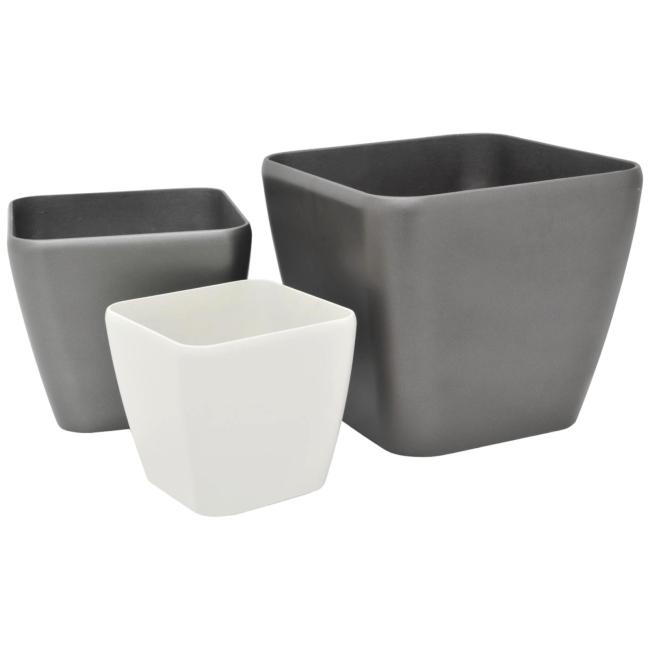 Urtepotte Skjuler. Glasfiber. Luna-33. Rektangulær. Sølv