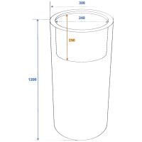 Potte. Cylinderform. Aluforstærket Plastik. H. 120Cm  Ø30Cm. Skinnende Rød