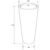 Potte. Tragtformet.. Aluforstærket Plastik. 110Cm. Skindende Brun