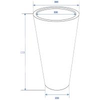 Potte. Tragtformet.. Aluforstærket Plastik. 69Cm. Skindende Brun