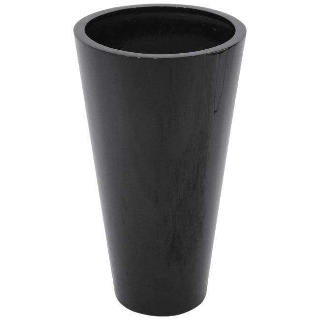 Potte. Tragtformet.. Aluforstærket Plastik. 69Cm. Skindende Sort
