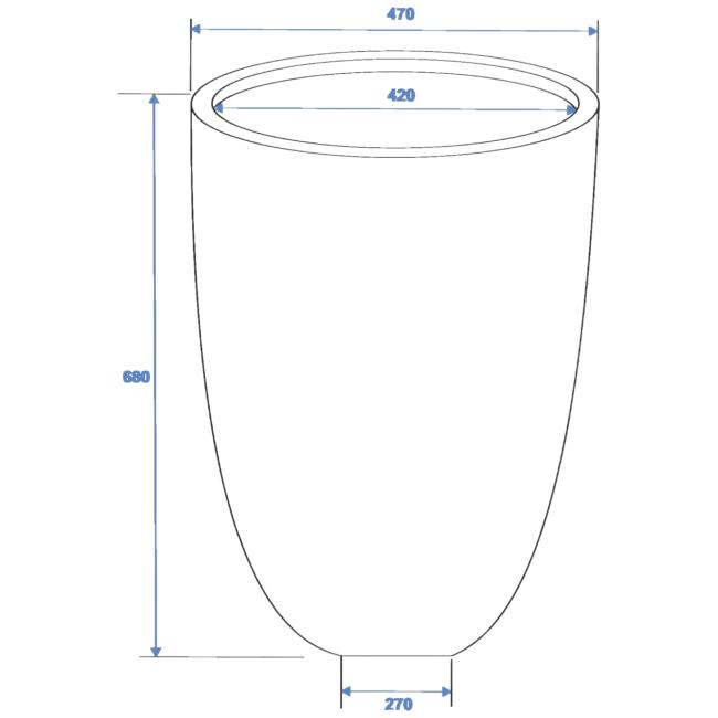 Vase. Rund. Plastik. 69. Cm.Skindende-Sort